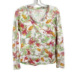 Ibkul Icickuls White Floral Long Sleeve Performance Shirt Sun - Size XS